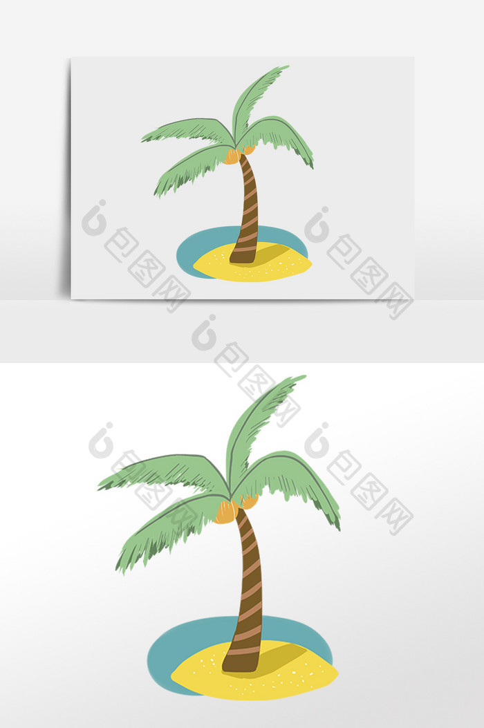 椰子树手绘插画元素