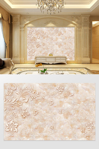 3d粉色大理石浮雕花纹背景墙图片