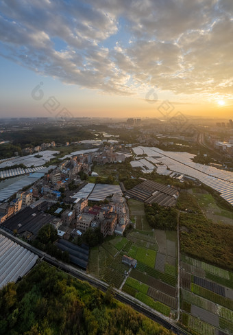 广州花都郊区日落氛围航拍