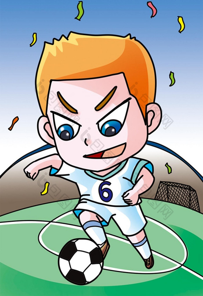 可爱卡通世界杯足球比赛插画