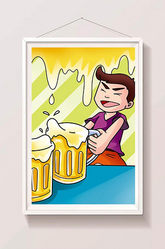 清新卡通夏日啤酒夜市插画图片