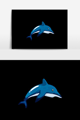 蓝色海豚插画素材图片