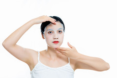 甜美青年女性美妆护肤手拿护肤品肌肤妆容动作展示 skin care