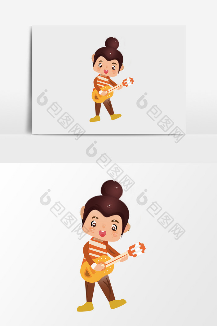 卡通漫画手绘可爱女孩弹吉他 图片下载 包图网