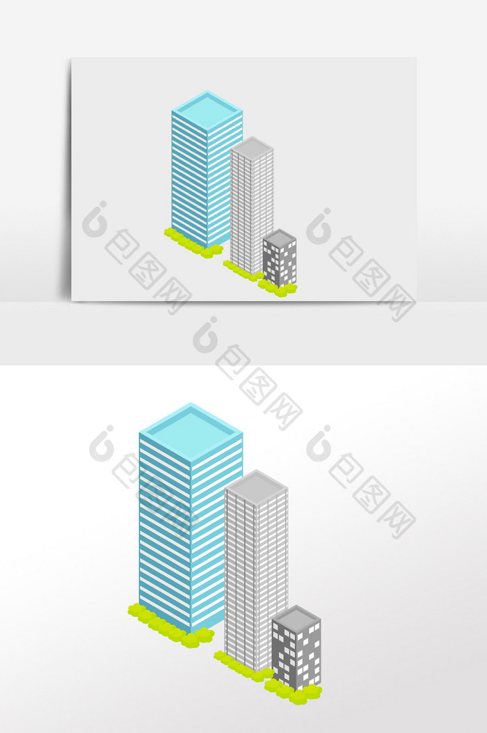 手绘卡通建筑办公楼元素