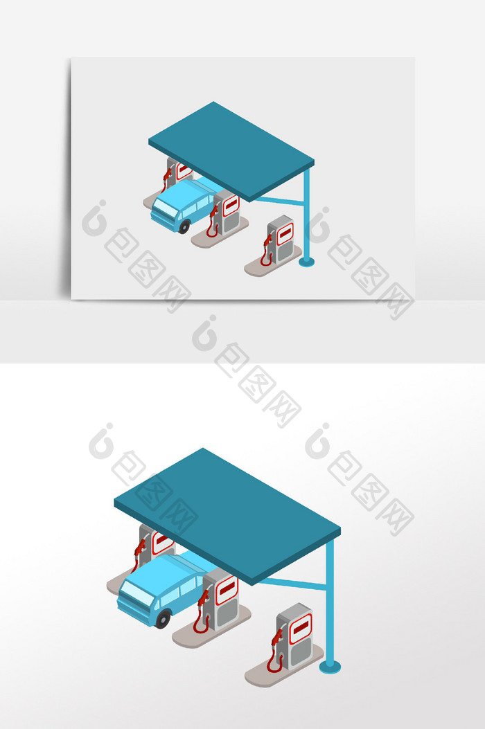 手绘卡通手绘加油站元素