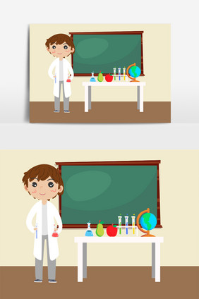 卡通教师节化学老师新学期教育矢量元素