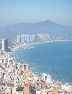 双月湾旅游海水海浪沙滩港湾船只