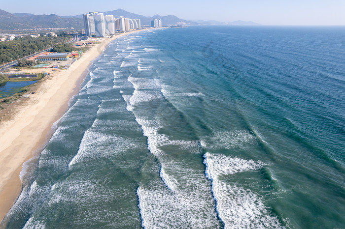 航拍海水海浪浪花海边