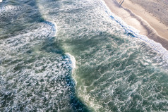 航拍海水海浪浪花海边