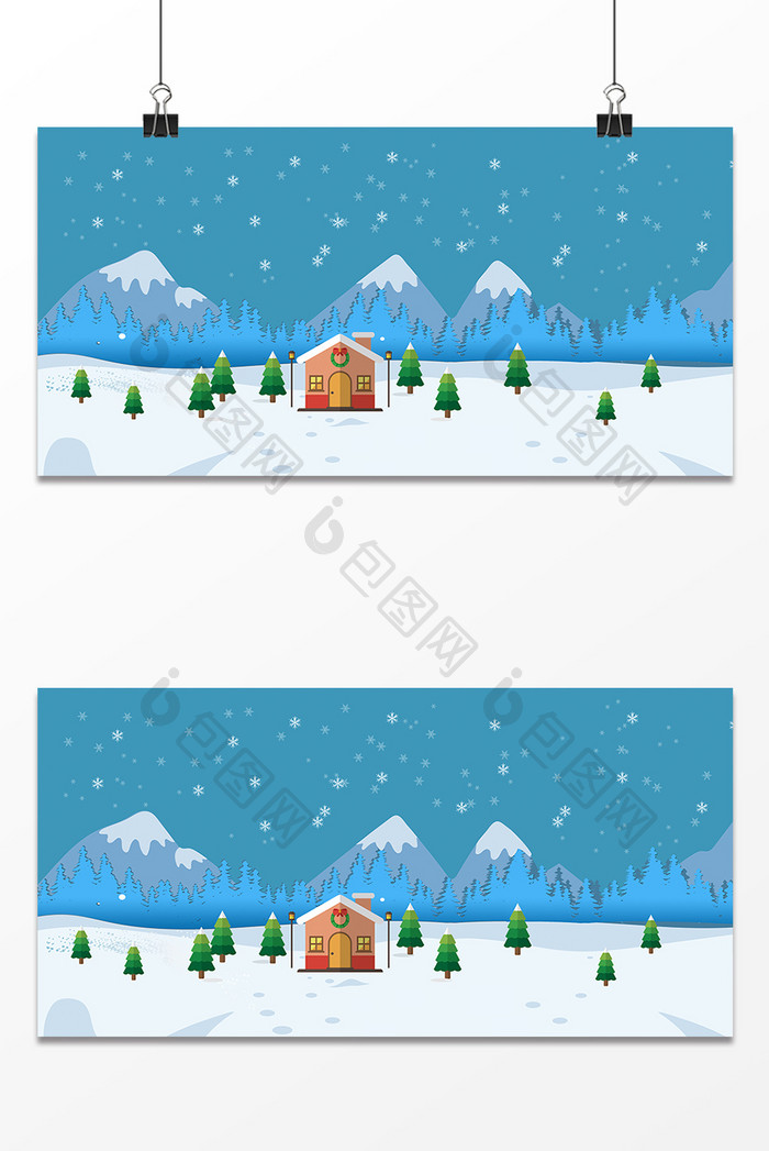 冬天雪花旅游设计背景图