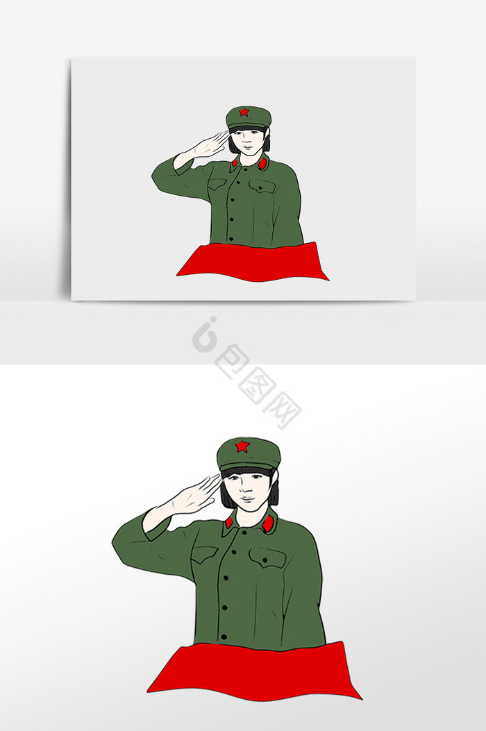 女军人人物插画图片