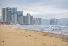 双月湾旅游海水海浪沙滩港湾实拍4k