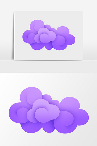 紫色卡通手绘立体云彩图片