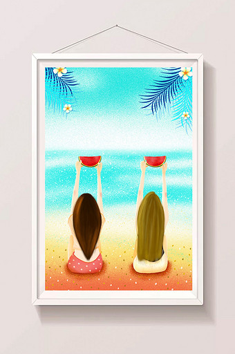 两个女孩的暑假海边旅行图片
