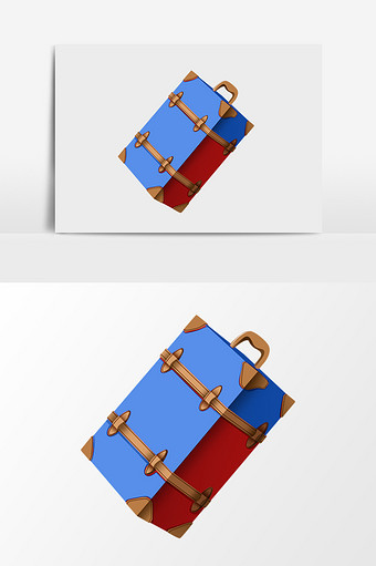 卡通手绘蓝色行李箱图片