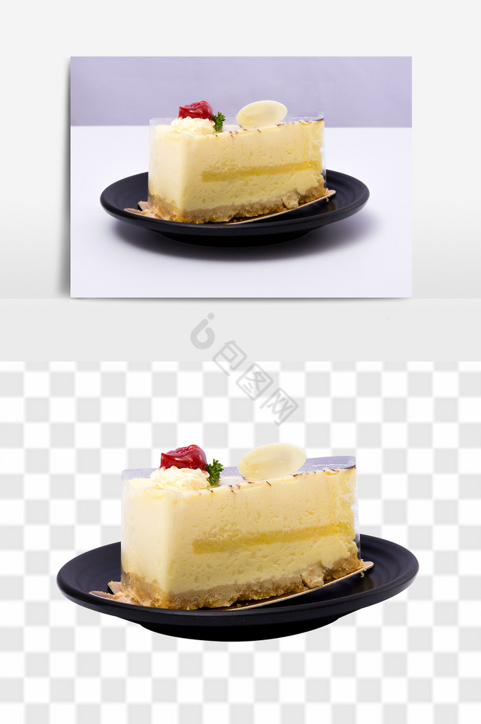 精致冻芝士切块蛋糕高清免抠透底食品图片