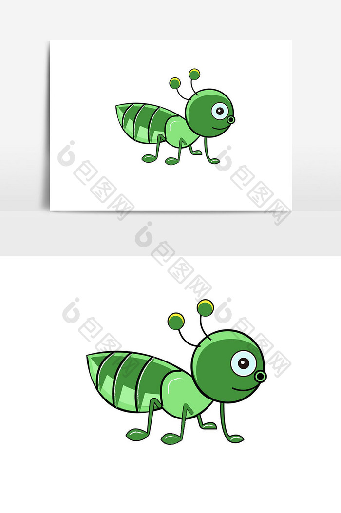 绿色卡通蚂蚁插画