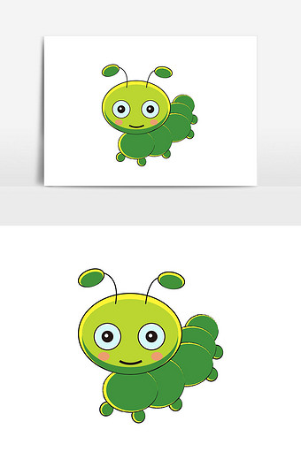 绿色可爱猫猫虫插画图片下载