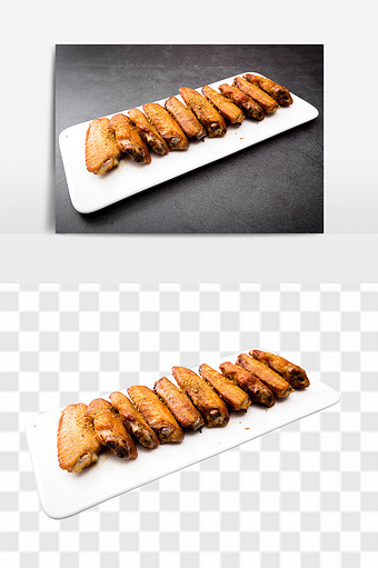 精致奥尔良烤鸡翅免抠透底食品元素图片