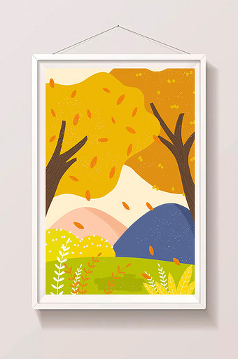 卡通漫画初秋枫叶风景插画图片下载