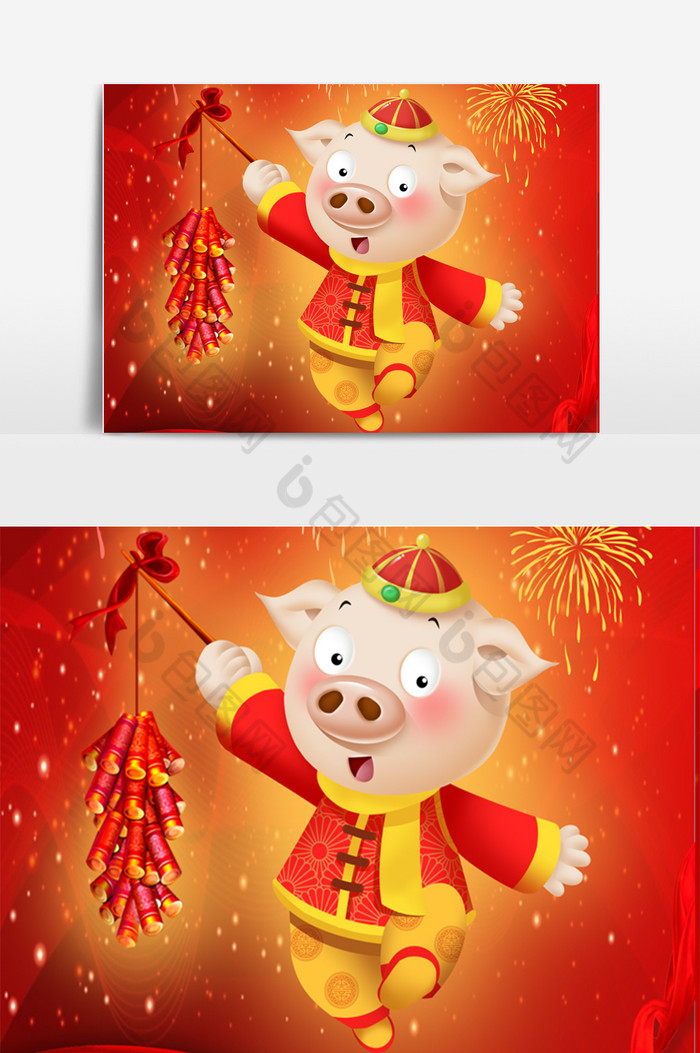 小猪可爱小猪2019年春节卡通形象图片