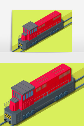 卡通手绘扁平红火车元素图案素材