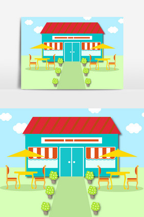 卡通手绘扁平小房子元素图案素材