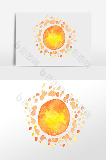 水彩太阳光晕光斑插画元素图片