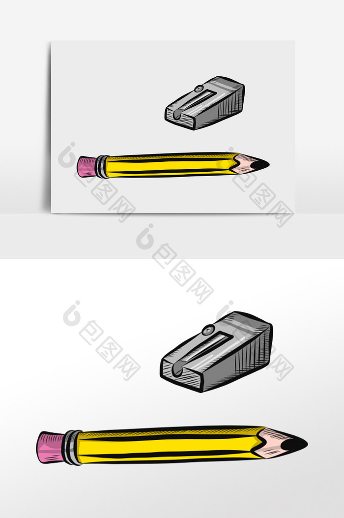 卡通教育新学期学习用具插画元素