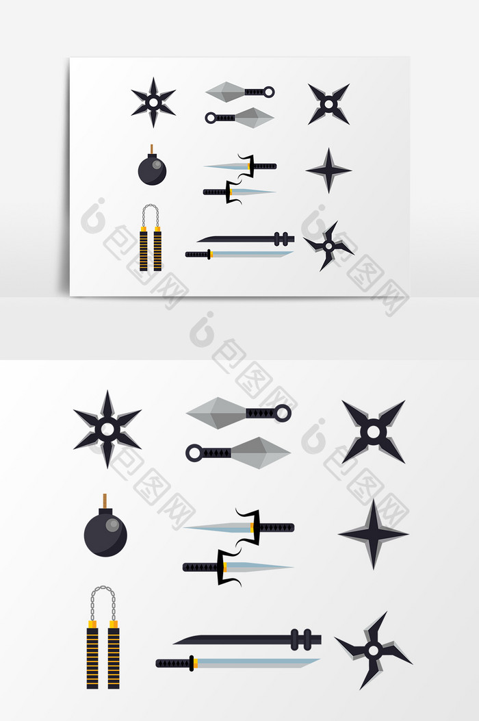 矢量日本武士忍者武器