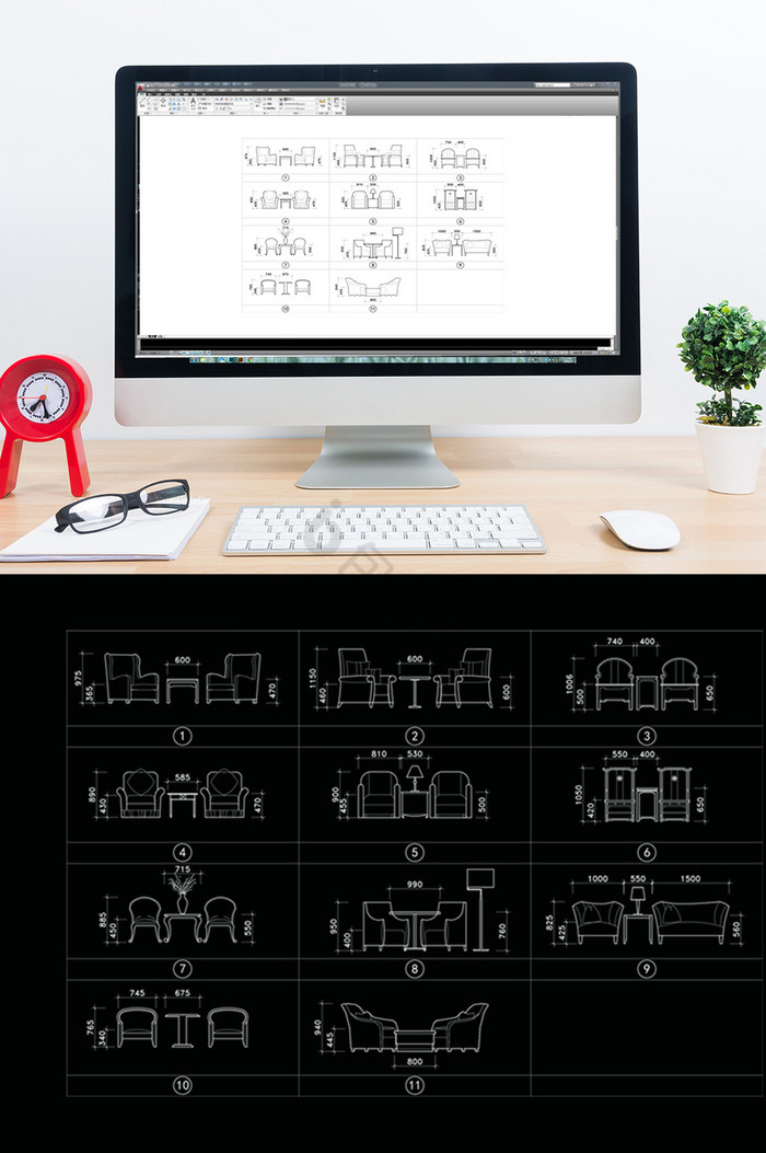 CAD家具立面图库模块图片