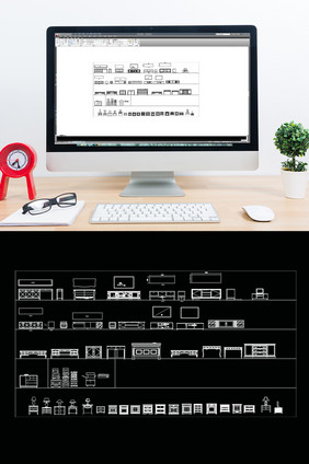 CAD电视柜立面图例