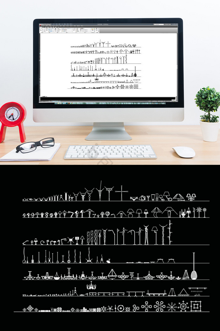 CAD灯具立面图例图片