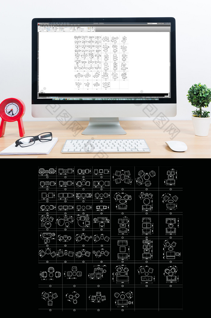 CAD沙发桌椅组合图例