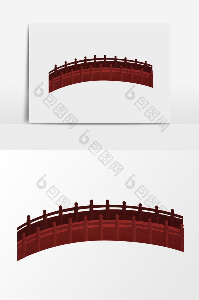 卡通免扣红色拱桥