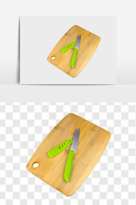 实木菜板小刀元素