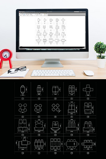 CAD沙发餐桌平面图例图片