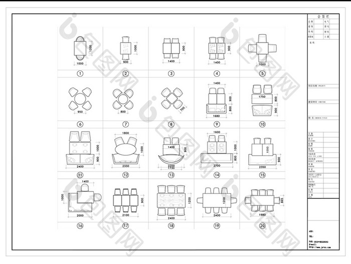 CAD沙发餐桌平面图例