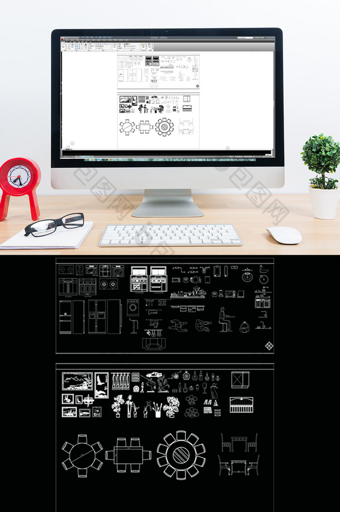 CAD冰箱圆桌图例图片图片