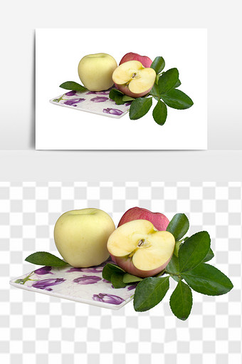 黄元帅果盘苹果元素图片