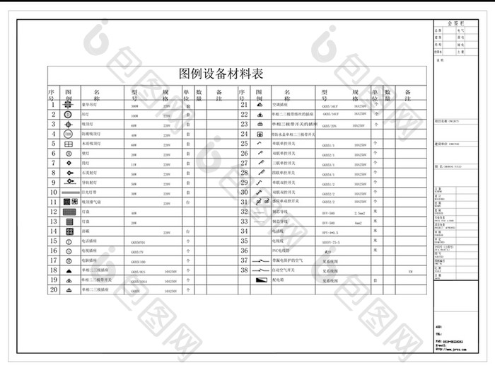 CAD开关插座灯具图库