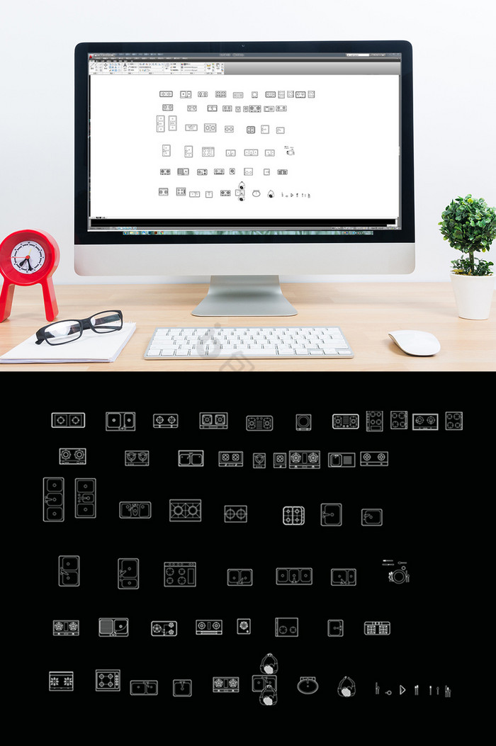 CAD厨房间设备模块图片