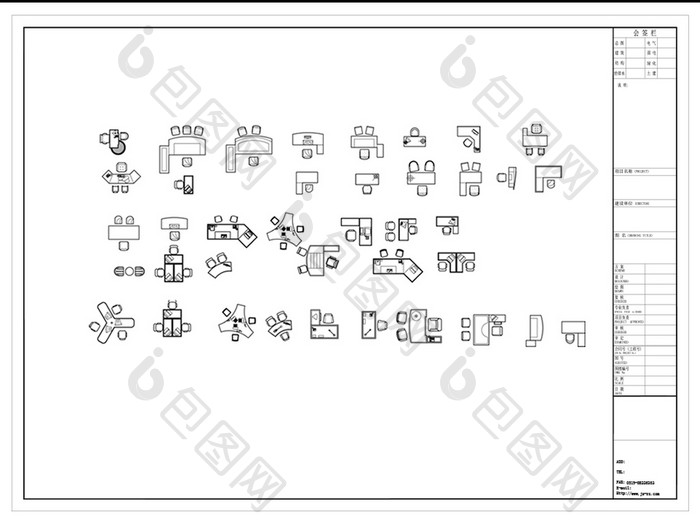 CAD平面写字台模板