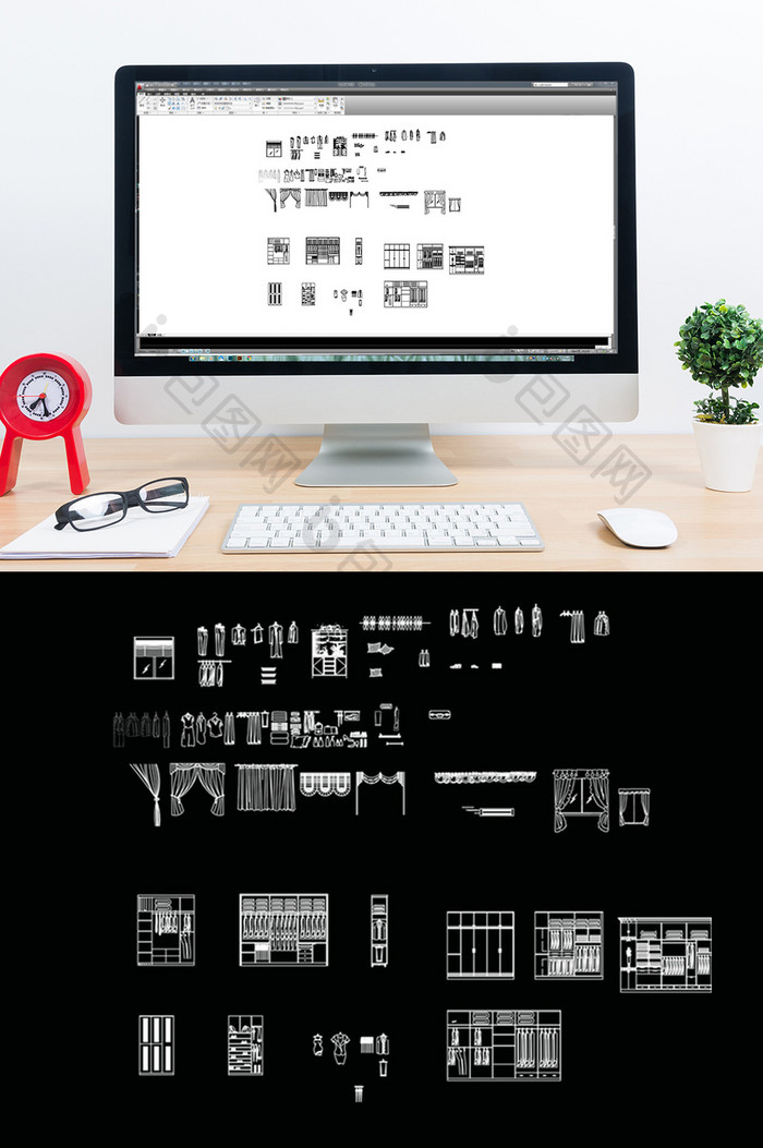 CAD立面衣柜及窗帘