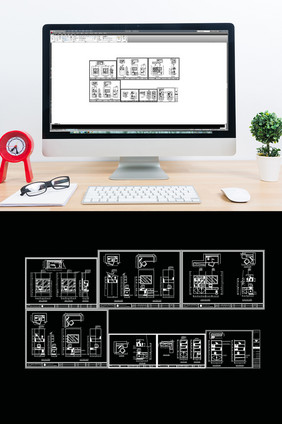 电脑桌CAD图例模板