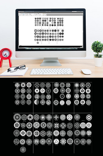 圆形拼花CAD图例模板图片