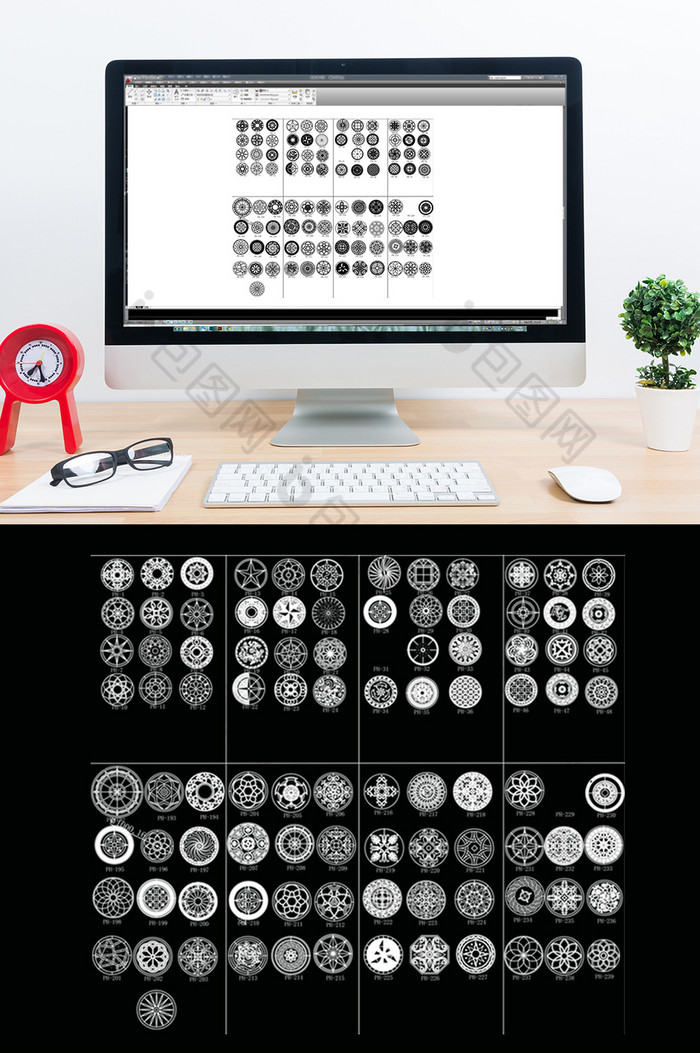 圆形拼花CAD图例模板图片图片