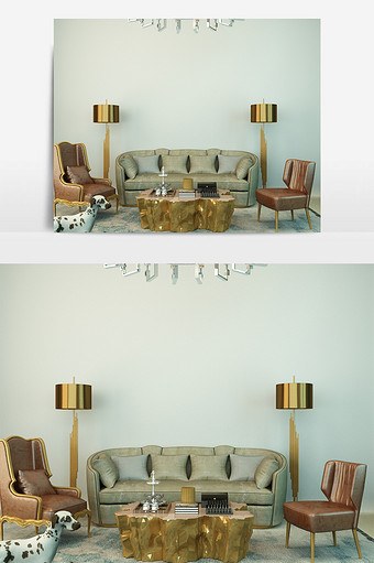 古典沙发组合3DMAX图片