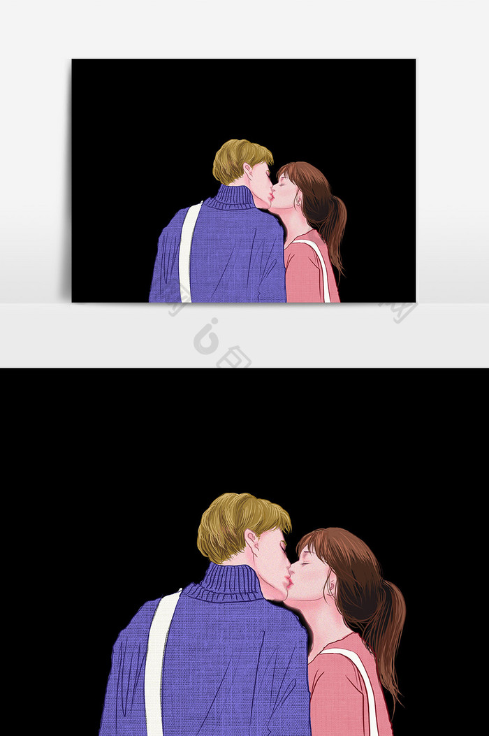 卡通情侣接吻设计